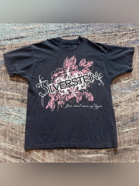 Gildan Other - Men's Black Band Tee with Pink Floral Graphic
